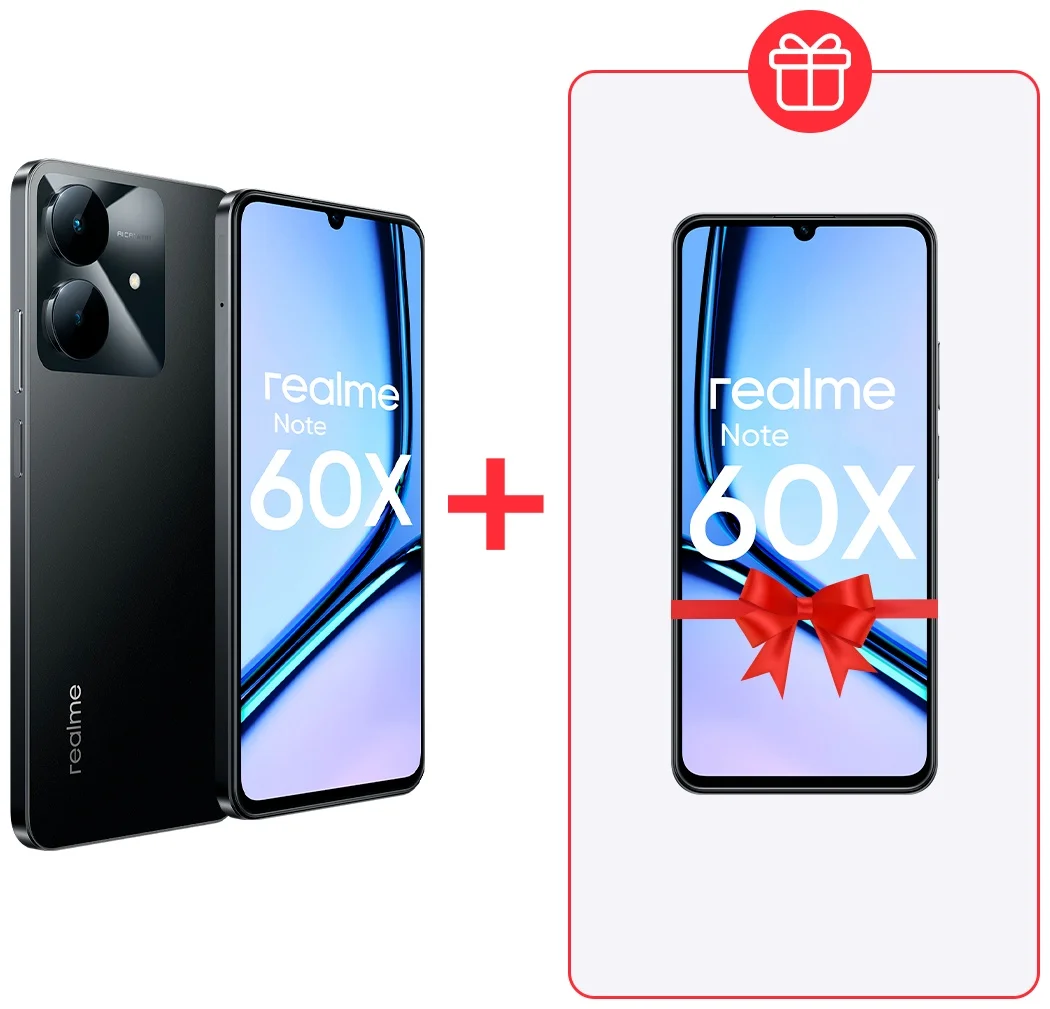 Смартфон REALME Note 60X 3/64Gb Black+подарок REALME Note 60X 3/64Gb Black