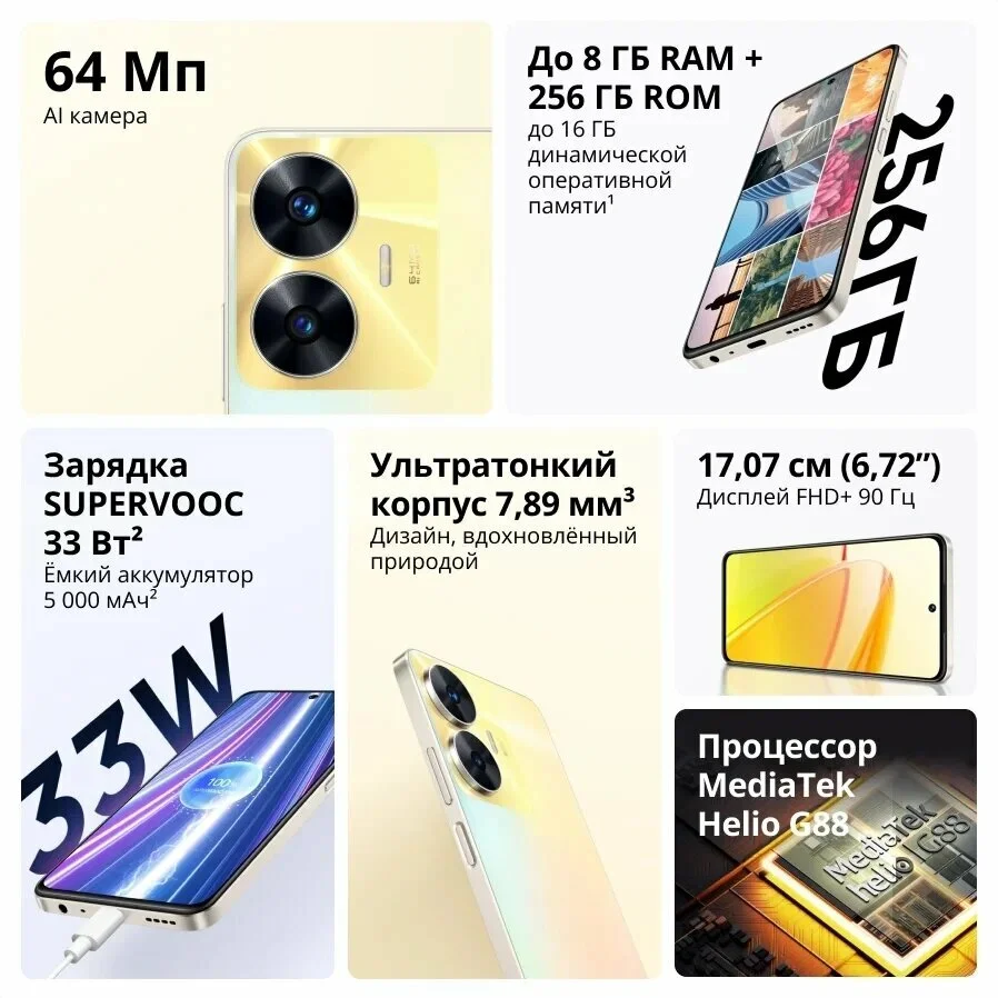 Смартфон REALME C55 8/256Gb Sunshower (RMX3710) Казахстан