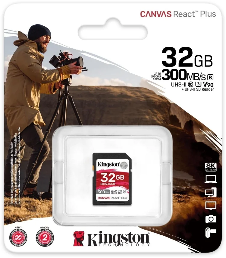 Фотография Карта памяти KINGSTON SDR2/32Gb Canvas React Plus UHS-II + USB Adapter