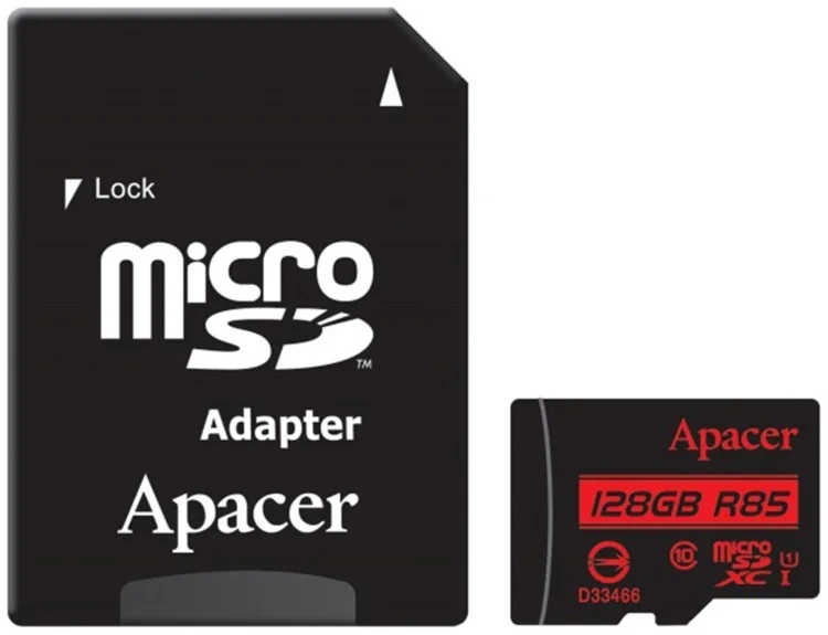 Карта памяти APACER AP128GMCSX10U5-R + адаптер