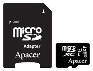 Фото Карта памяти APACER AP64GMCSX10U7-R 64GB + адаптер
