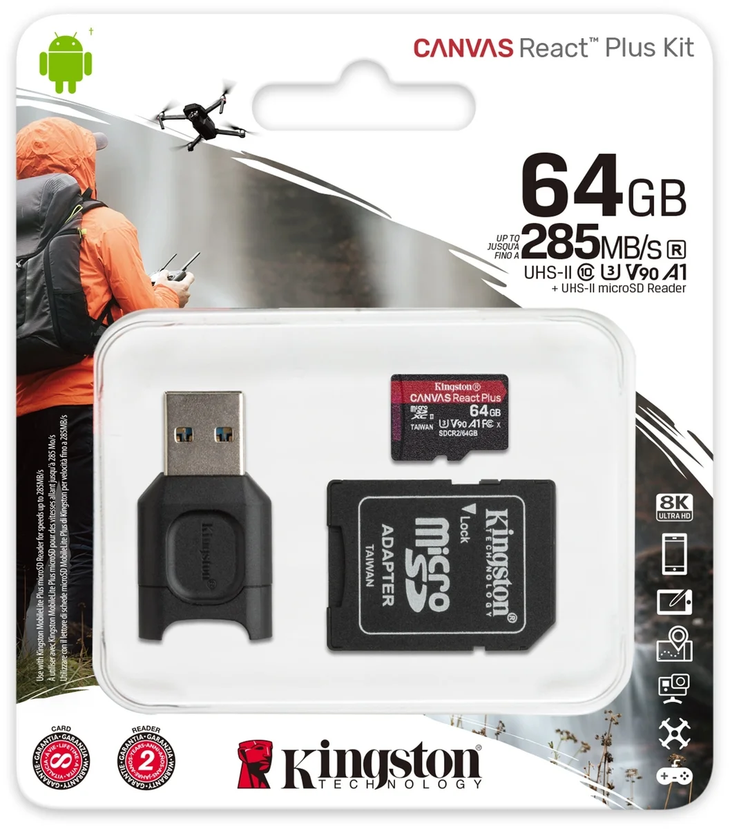 Фотография Карта памяти KINGSTON MLPMR2/64GB Class 10 + adapter SD + USB adapter
