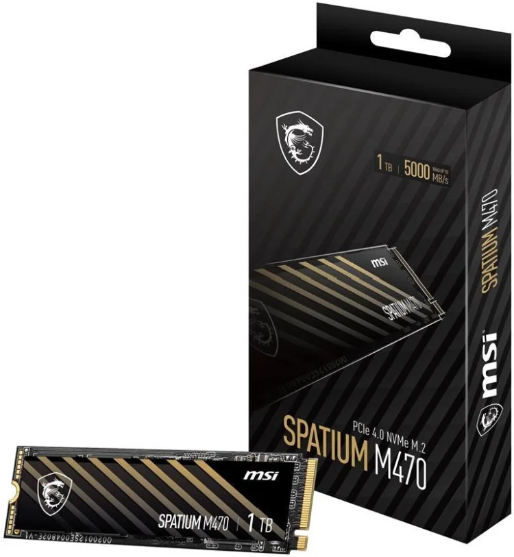 Картинка Твердотельный накопитель 1000Gb SSD MSI SPATIUM M470 M,2 PCIe 4,0 NVMe R5000Mb/s W4400MB/s SPATIUM M470 PCIe 4,0 NVMe M,2 1TB