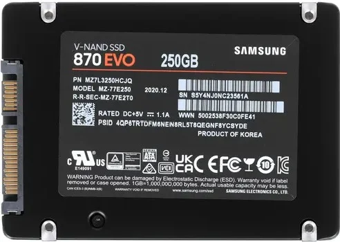 Картинка Жесткий диск SSD SAMSUNG 870 EVO 2,5 MZ-77E250B/AM