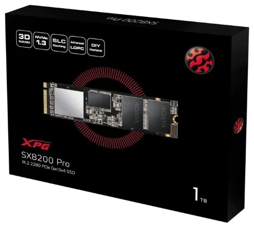 Фотография Жесткий диск SSD ADATA XPG SX8200 Pro ASX8200PNP-1TT-C PCIe 3.0 x4 NVMe 1.3
