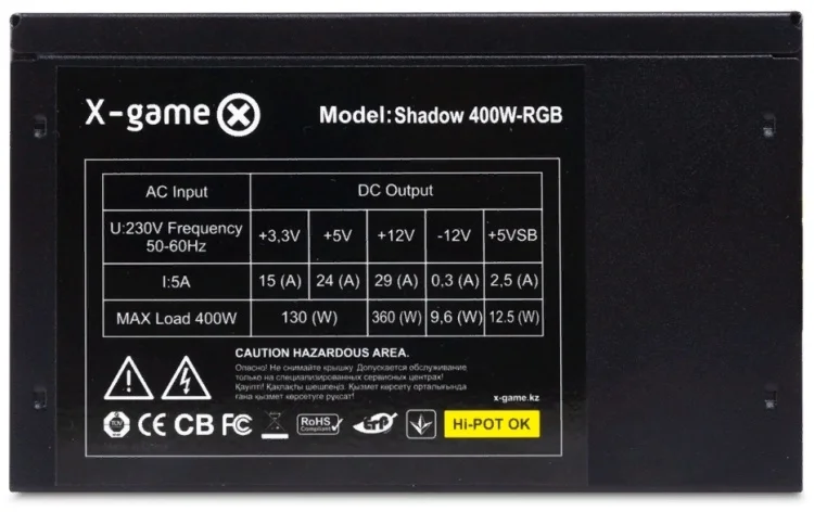 Фотография Блок питания X-Game Shadow 400W-RGB