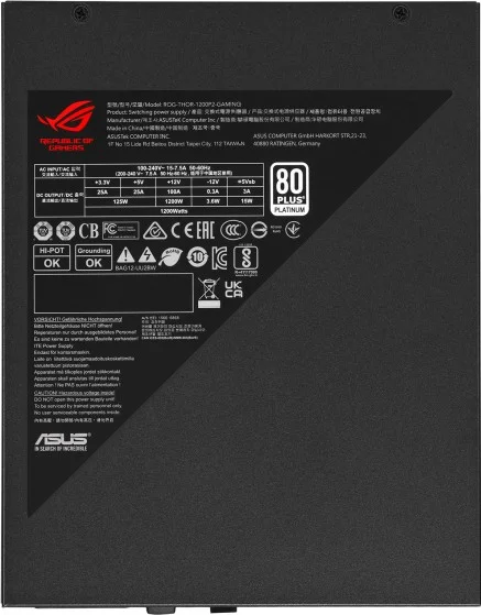 Фото Блок питания ASUS ROG-THOR-1200P2-GAMING 1200W 80Plus Platinum