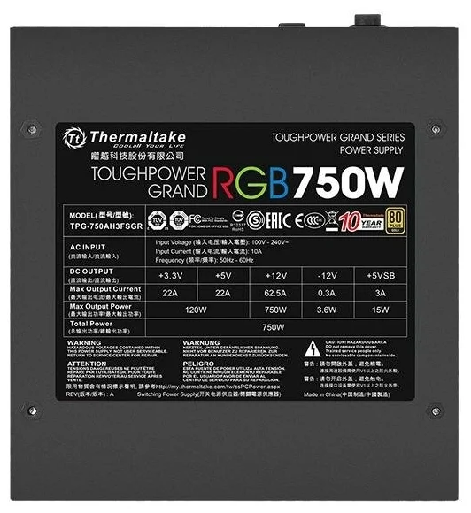 Цена Блок питания THERMALTAKE Toughpower Grand RGB 750W PS-TPG-0750FPCGEU-R
