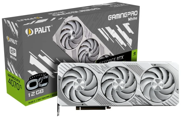 Картинка Видеокарта PALIT RTX4070Ti GAMINGPRO WHITE OC 12GB (NED407TV19K9-1043W)