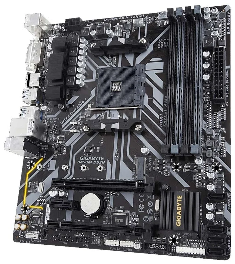 Фотография Материнская плата GIGABYTE B450M DS3H (4719331803827)