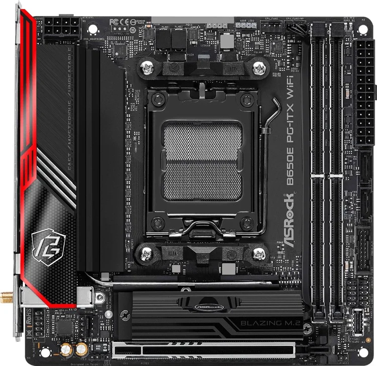 Фото Материнская плата ASRock B650E PG-ITX WIFI AM5 2xDDR5 2xSATA3 2xM.2 HDMI eDP M-ITX