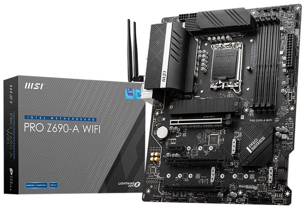 Цена Материнская плата MSI iZ690 (DP+HDMI2.5GNIC) MSI PRO Z690-A 4DDR5 3PCIx16 1PCIx1