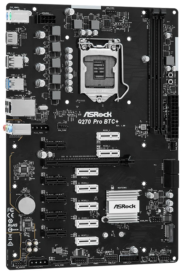 Картинка Материнская плата ASRock Q270 PRO BTC+