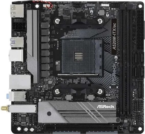 Материнская плата ASRock A520M-ITX/AC AM4 2xDDR4 4xSATA3 M.2 HDMI DP M-ITX