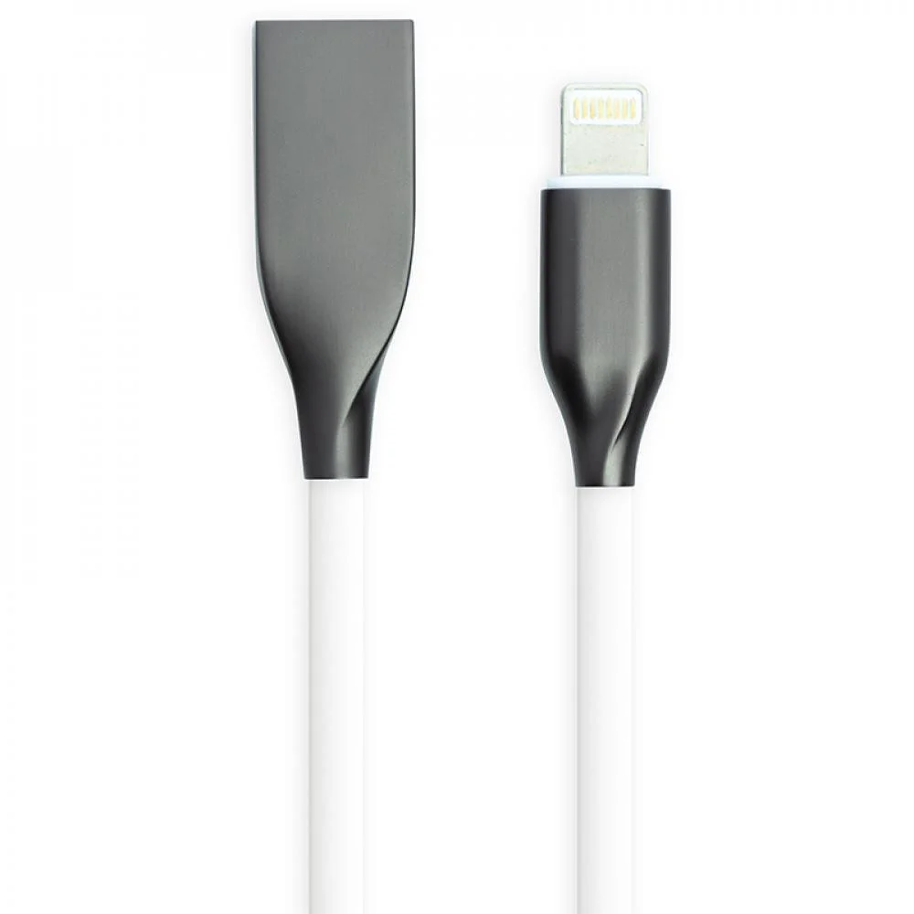 Фото Кабель PowerPlant USB - Lightning, 2м, силикон, белый CA910755