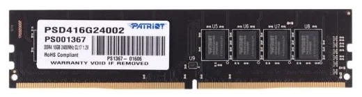 Фото Оперативная память PATRIOT DDR4 PC-19200 (2400 MHz) 16Gb (PSD416G24002)