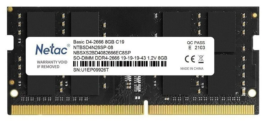 Фото Модуль памяти для ноутбука NETAC Basic NTBSD4N26SP-08
