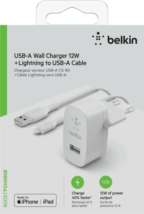Фотография Сетевое ЗУ BELKIN 12W USB-A Lightning 1м White (WCA002VF1MWH)
