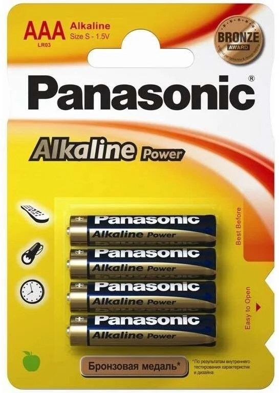 Фото Батарейка щелочная PANASONIC LR03REB/4BPU/LR03APB/4BP Alkaline Power AAA/4B