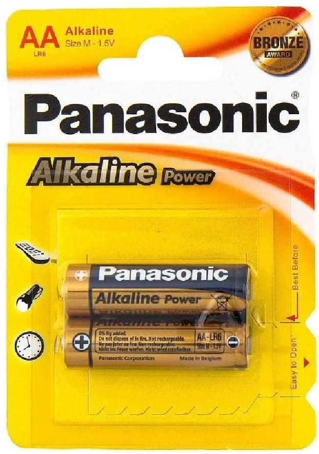 Фото Батарейка щелочная PANASONIC LR6REB/2BPR / LR6APB/2BP Alkaline Power АА/2B
