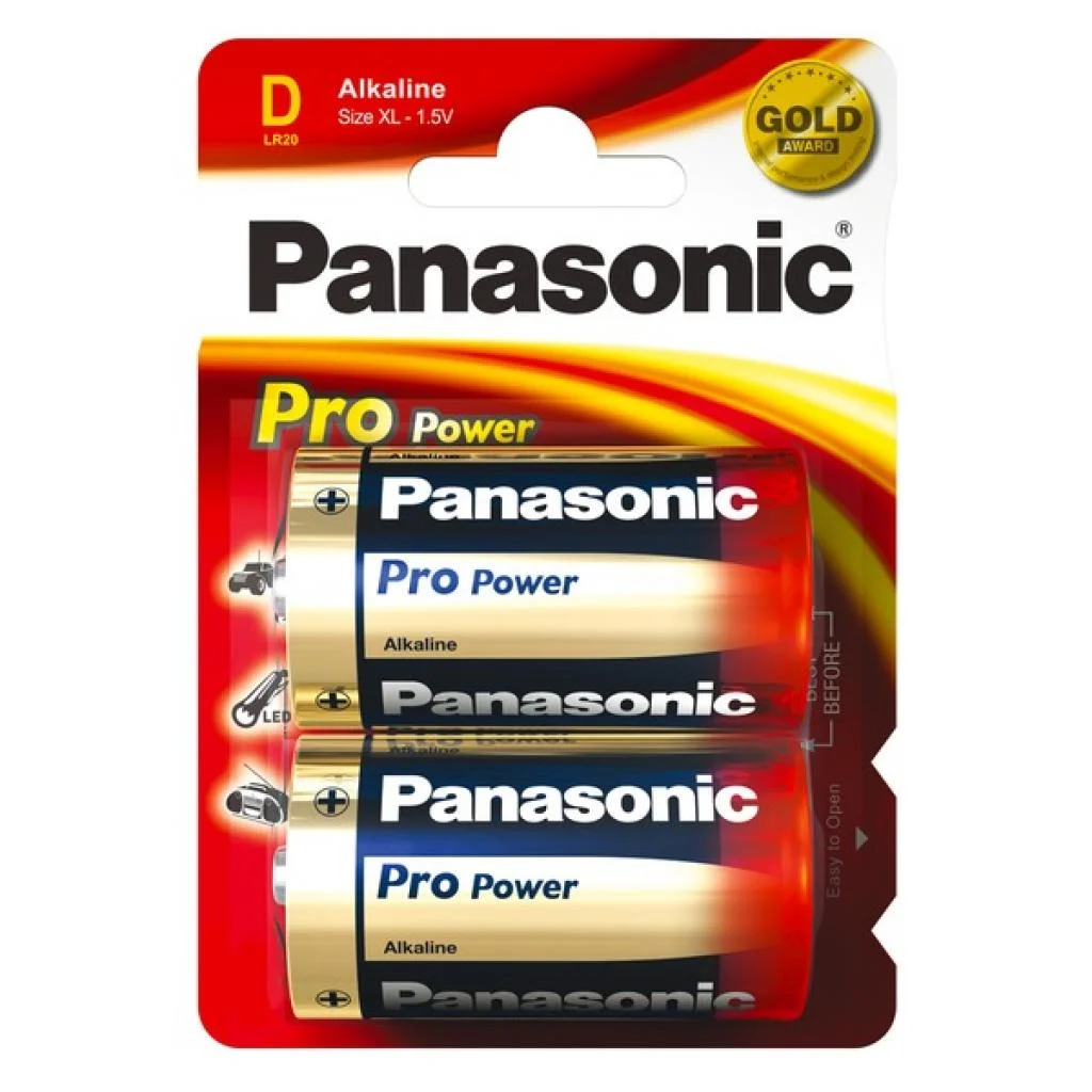 Фото Батарейка щелочная PANASONIC LR20XEG/2BP Pro Power D/2B