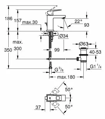 Фото GROHE Смеситель для раковины GROHE Eurocube S-Size 2312700E