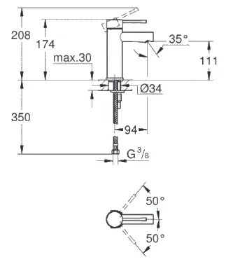 Фотография GROHE Смеситель для раковины однорычажный GROHE Essence+ 34294001