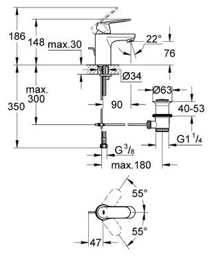 Фото GROHE Смеситель для раковины корпус маленький GROHE EuroSmart Cosmopolitan 32825000