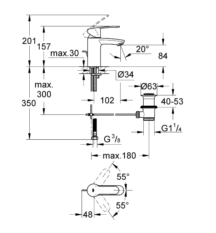 Картинка Смеситель GROHE Eurostyle Cosmopolitan 33552002