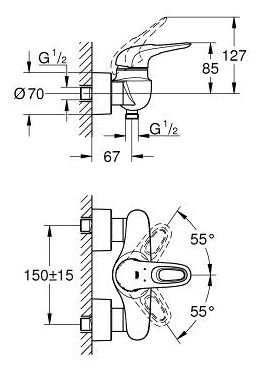 GROHE Смеситель для душа с подключением шланга GROHE EuroStyle New 33590LS3