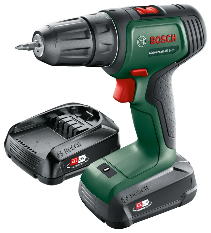 Дрель-шуруповерт BOSCH UniversalDrill 18V (2x1,5 Ah) + AL 1810 CV 06039D4002
