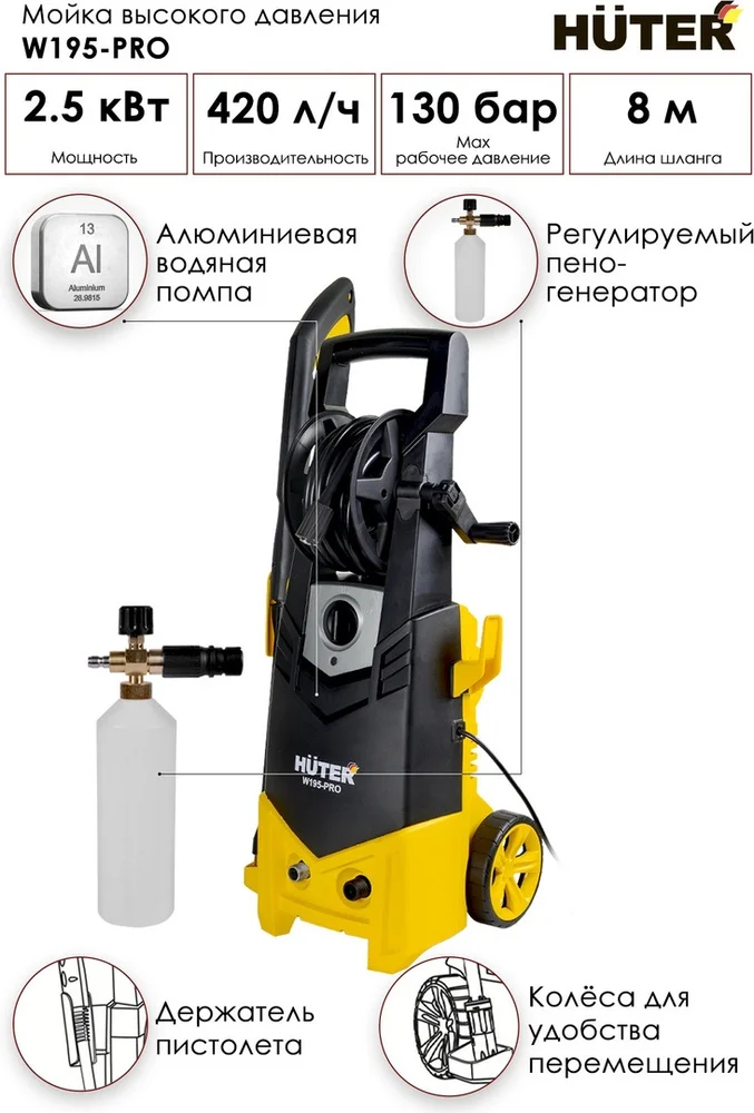 Картинка Мойка высокого давления HUTER W195-PRO (70/8/15)