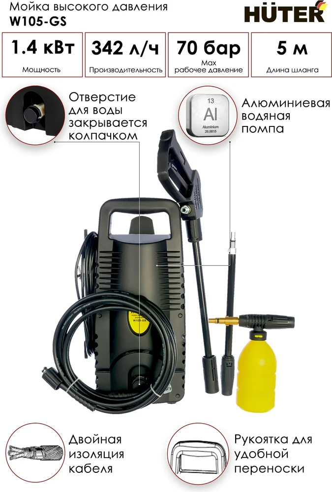 Цена Мойка высокого давления HUTER W105-GS (70/8/4)