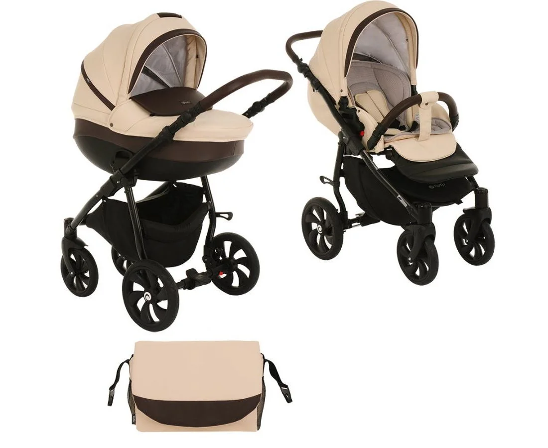 Коляска TUTIS 2 в 1 NANNI Leather Light beige/Dark brown 892398/Г