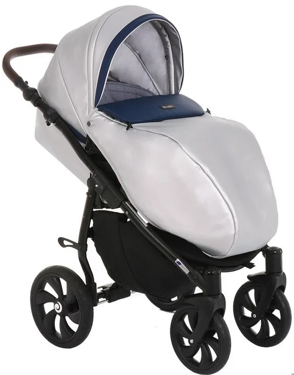 Фото Коляска TUTIS 2 в 1 NANNI Leather Silver/Dark Blue 892397/Г