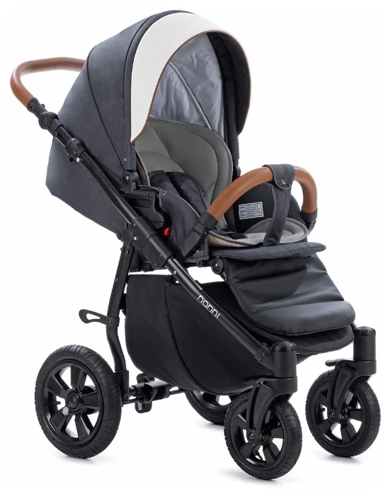 Фотография Коляска TUTIS 3 в1 NANNI Leather Black/Silver 893399/Г