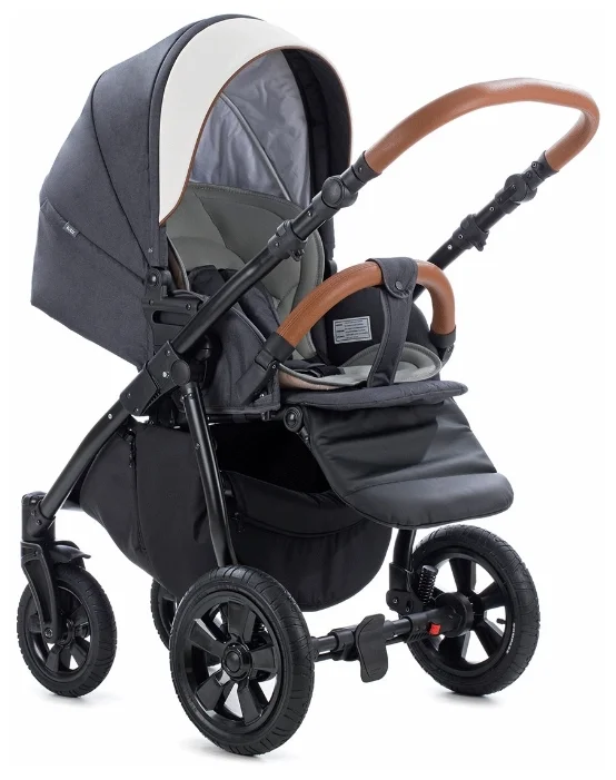 Картинка Коляска TUTIS 3 в1 NANNI Leather Black/Silver 893399/Г