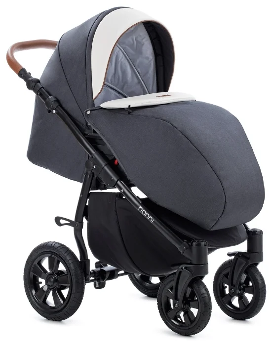 Цена Коляска TUTIS 3 в1 NANNI Leather Black/Silver 893399/Г