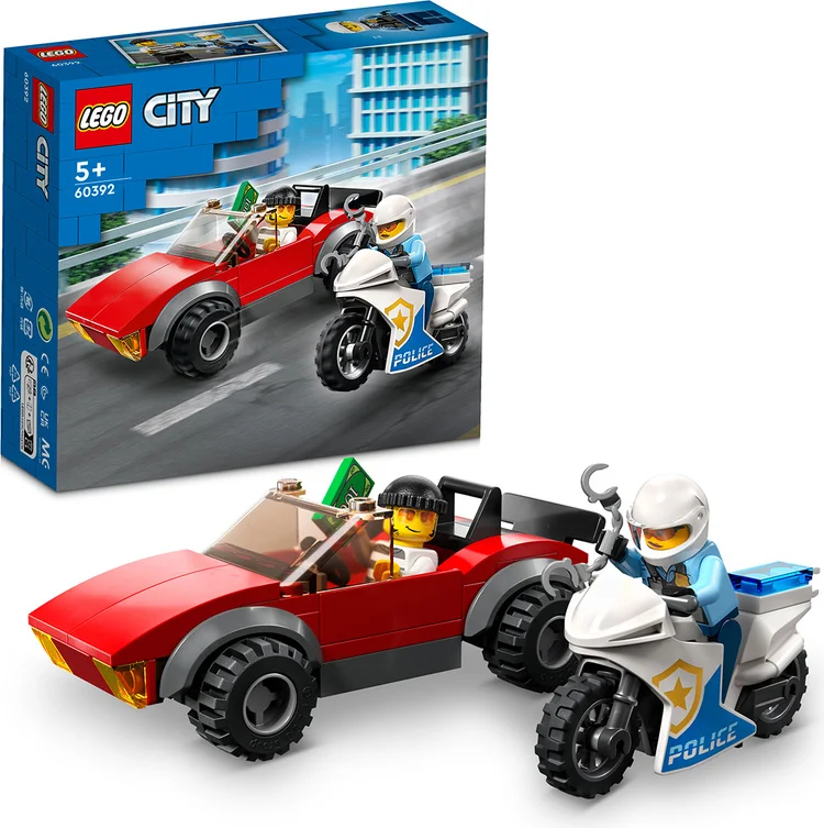 Картинка Конструктор LEGO 60392 Город Полицейская погоня на мотоцикле