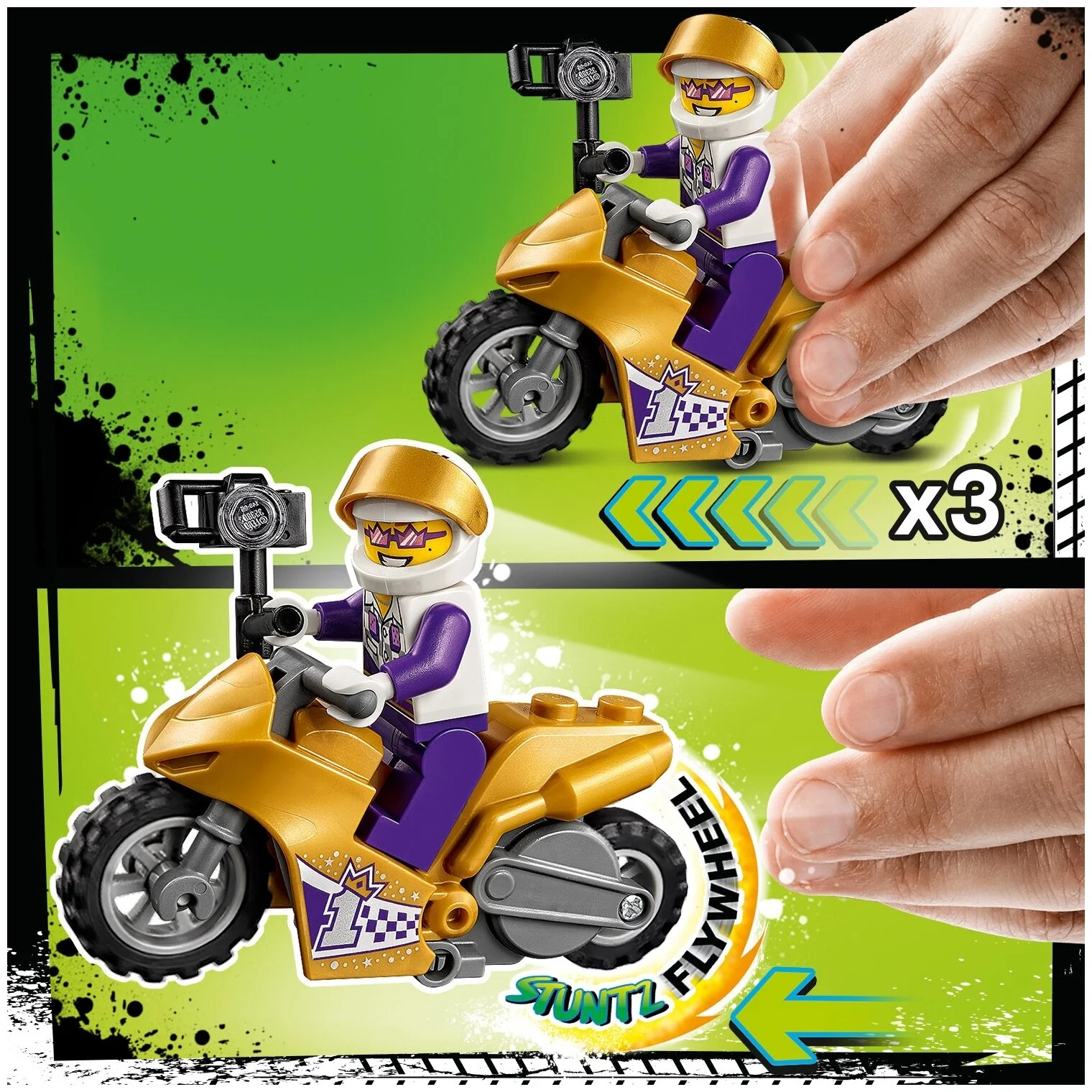 Конструктор LEGO 60309 Город Трюковый мотоцикл с экшн-камерой Казахстан