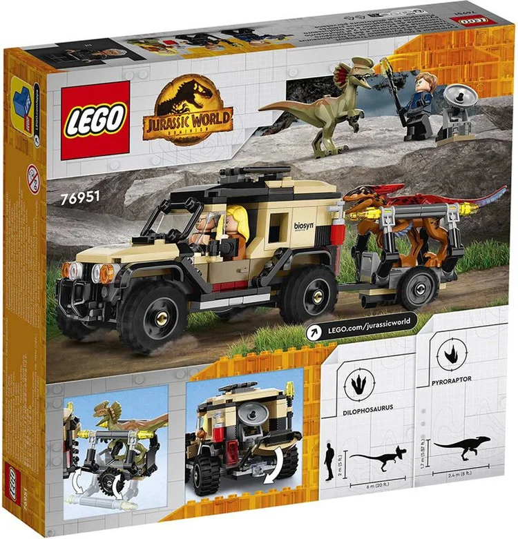 Фото Конструктор LEGO Перевозка пирораптора и дилофозавра Jurassic World 76951