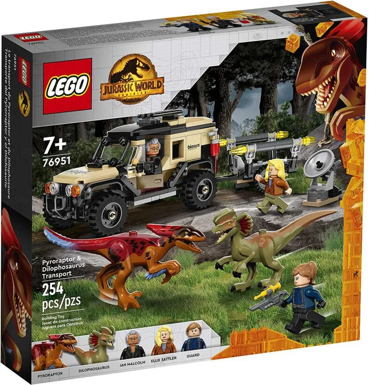 Фотография Конструктор LEGO Перевозка пирораптора и дилофозавра Jurassic World 76951
