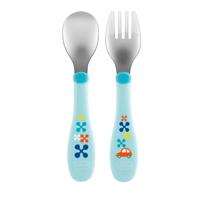 Фото Набор CHICCO MetalCutlery ложка + вилка голубой 00016102200000