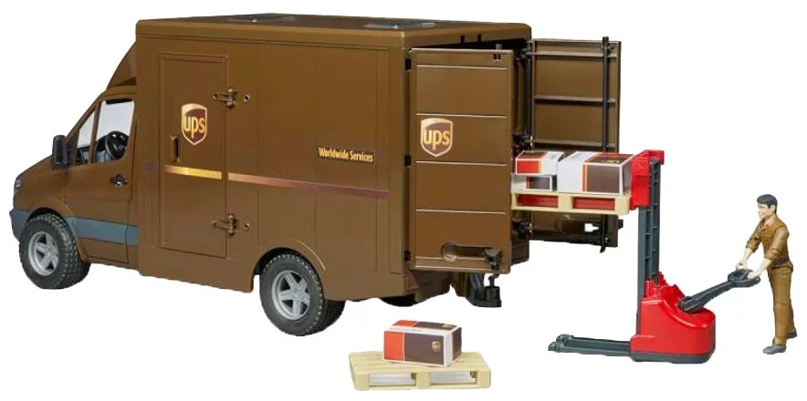 Фото Машинка BRUDER Mercedes-Benz Sprinter фургон UPS с фигуркой, погрузчиком и аксессуарами 02-538
