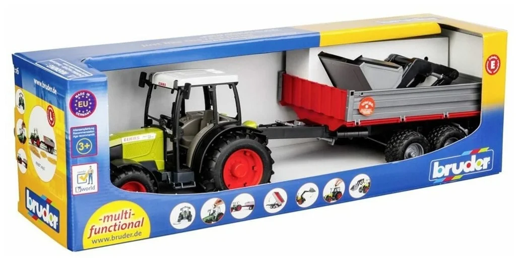 Купить Машинка BRUDER Трактор Claas Nectis 267 F с погрузчиком и прицепом 02-112