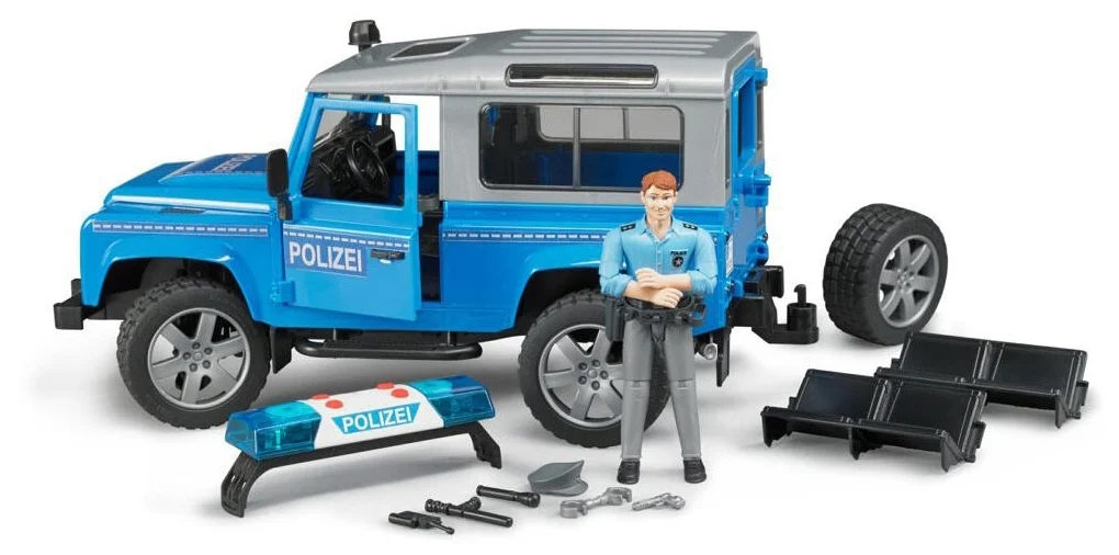 Цена Внедорожник BRUDER Land Rover Defender Station Wagon Полицейская с фигуркой 02-597