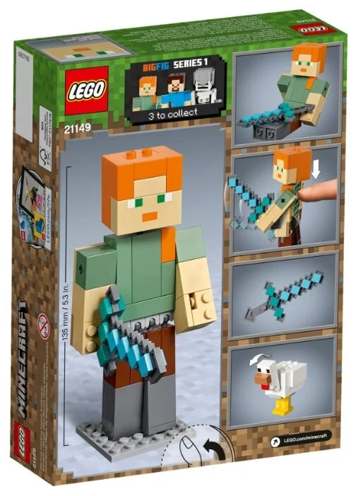 Фото Конструктор LEGO Большие фигурки Алекс с цыплёнком Minecraft 21149