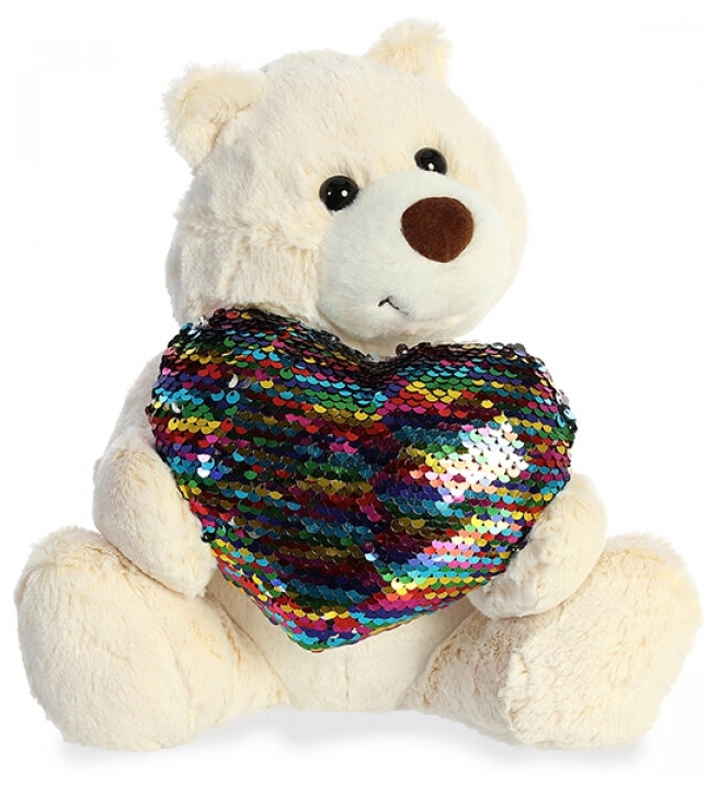Фото Мягкая игрушка AURORA Медведь Большое сердце крем. 30 см 190114B