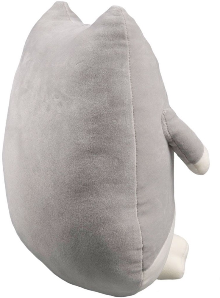 Фото Мягкая игрушка BULU-XIONG подушка Котик бело-серый, 38см BL-8013B