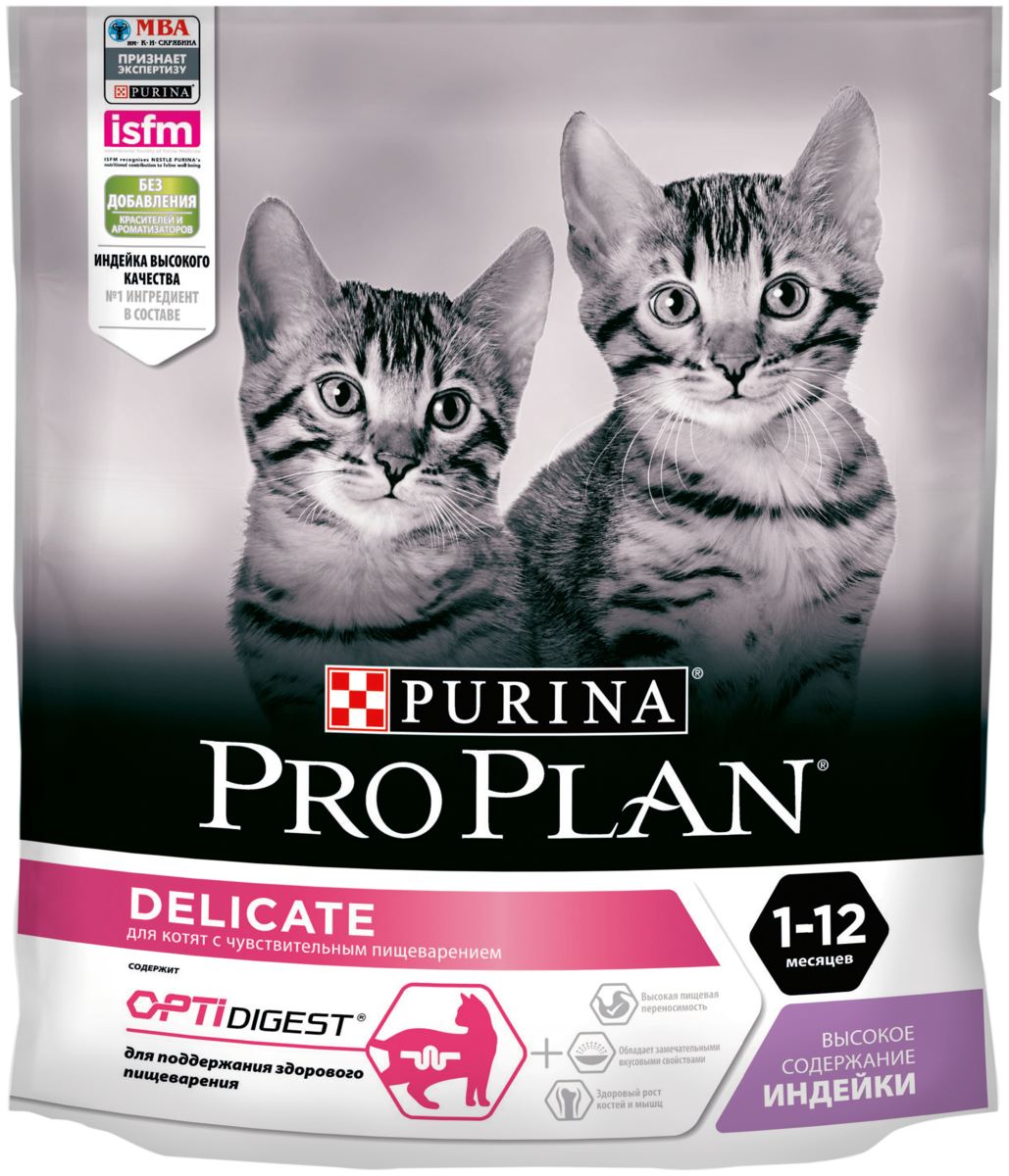 Фото Корм для кошек PURINA Pro Plan Cat д/котят чувств.пищ. индейка 400 гр